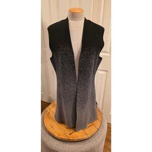 Laura Open Front Black & Gray Knit Cardigan Vest Size XL NWOT